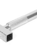 Real Deal Diamond Dresser For Bench Grinders And Lathe Stones Trues Ceramic Resin Bonded And Aluminum Oxide Wheels Fast With 36 Grit Smooth Operator Precision with silver finish and textured handle.