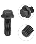 Rock Solid M14 Hex Serrated Flange Bolts 40mm Long 10.9 Grade Carbon Steel Screws With Black Oxide Coating close-up view
