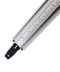 Dead On Aluminum Straight Edge Guide For Table Saw And Router Jig With Heavy Duty Grip Clamp and 24 Inch Fence top view with ruler.