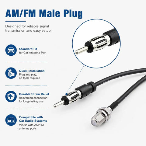 F To AM FM Adapter RG174 Coax Cable 12 Inch Pigtail Jumper For Radio Antenna RF Coaxial Cable Male To Female Connector