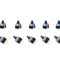 80 Piece DPDT Self Locking 6 Pin Micro Push Button Switch Set shown in various angles, suited for DIY electronics projects