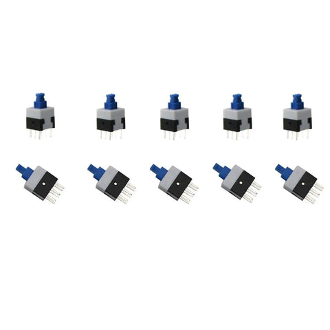 80 Piece DPDT Self Locking 6 Pin Micro Push Button Switch Set shown in various angles, suited for DIY electronics projects