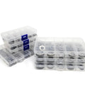 Ultra Thin Flat Washer Set Kit With 1200 Pcs 0.1 0.2 0.3mm Stainless Steel M3 To M20 Gasket Shims For Automotive And Home DIY Repairs, Versatile Fastener Washers, 304 Grade in clear organizer boxes