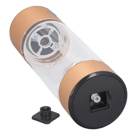Portable Hydrogen Water Bottle With Nasal Inhalation Hose 410ml shown horizontally with detachable parts visible.