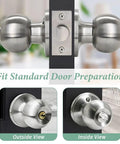 10 Pack Satin Nickel Ball Door Knobs With Lock And Keys Keyed Entry ANSI Grade 3 Security Anti Bump 5 Pin Brass Cylinder