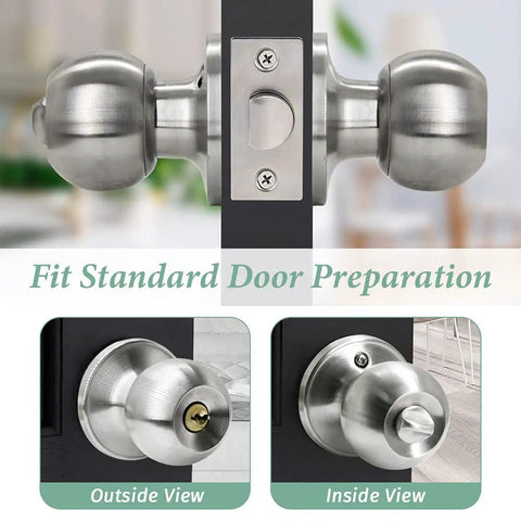10 Pack Satin Nickel Ball Door Knobs With Lock And Keys Keyed Entry ANSI Grade 3 Security Anti Bump 5 Pin Brass Cylinder