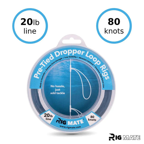 20 Lb Pre Tied Dropper Loop Rigs On Fishing Line Spool With 18 Inch Loop Spacing And 5.5 Inch Loop Size, 80 knots