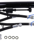 Heavy Duty Hydraulic Top Link Cat 2 2 With Locking Block Includes Two Hoses And Two Way Check Valve Extends From About Twenty Two And Three Eighths Inches To About Thirty Three And One Half Inches Compatible With Tractors And Excavators, black cylinder and hoses
