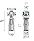 Heavy Duty Heim Joint Rod End Kit Three Quarter Inch Chromoly With Right And Left Hand Threads For Steering And Suspension Applications Load Capacity 28,081 Lbs Built To Take A Beating On Off Road, side view with dimensions