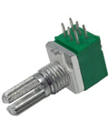 Dual Linear Rotary Potentiometers With 15mm Shaft Sealed Case For Precise Volume And Tone Control RK097N B5K 6 Pins close-up view