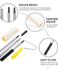Kickass Detachable Microfiber Paint Roller Brush With Extended Telescopic Handle showing roller parts and handle for easy wall painting.