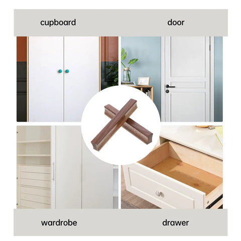 Two Pack Walnut Wood Drawer Handles 150mm Center To Center Cabinet Pulls for kitchen dresser wardrobe and furniture