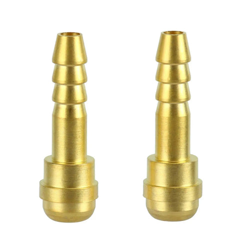 Two brass connectors from 12 Piece Oxygen And Acetylene Torch Kit For Welding And Cutting Pro Grade Gas Welder Tool Set