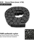 15x15mm Semi Enclosed Drag Chain Cable Carrier For CNC Machines - Black Plastic, 1 Meter Length, R28/38 Bend Radius