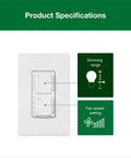 Maestro Dual Fan And Light Dimmer Switch For Dimmable LEDs Incandescent And Halogen Bulbs Single Pole White Finish MACLLFQWH controls