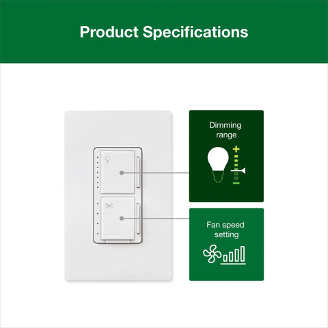 Maestro Dual Fan And Light Dimmer Switch For Dimmable LEDs Incandescent And Halogen Bulbs Single Pole White Finish MACLLFQWH controls
