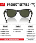 Square Shaped Non-Polarized Sunglasses With Green Lenses For Men And Women, Includes Official Eyewear Kit, Matte Finish Details