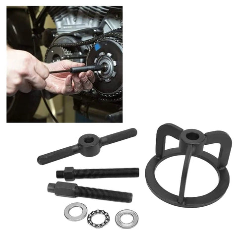 Clutch Spring Compressor Solid Steel Tool For Motorcycle Repair Replaces HD 38515A Removing And Installing Clutch Pressure Springs Direct OEM Replacement Motorcycle Repair Kit in use on clutch assembly