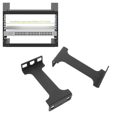 Rock Solid 1U Server Rack Depth Extender And 4 Inch Recessed Rack Mount Adapter Kit showing installation space and sliding brackets.