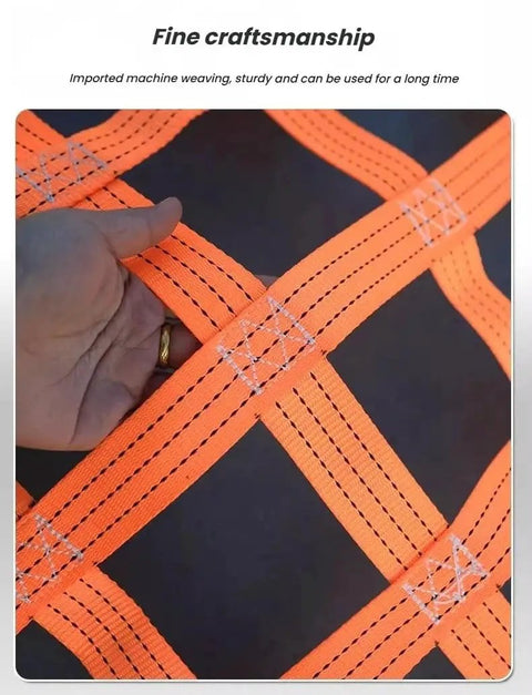 Heavy Duty Reusable Cargo Net With Reinforced Straps For Safe Hoisting And Transport 3 Ton Capacity 240 By 240 Cm Grid 15 Cm Mesh