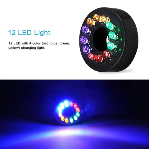 12 LED Fountain Ring with 4 Colors for Water Pump Kit With Mushroom And Blossom Spray Heads, 6 Ft Cord, 15W 211GPH