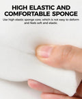 Close-up of a person pressing a high elastic sponge used in a Leather Car Center Console Cover 5 In 1 Multifunctional Armrest Cushion
