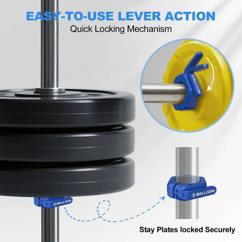 2 Inch Barbell Clamps Pair With No Slip TPR Lining Quick Release Barbell Clips For Secure Weightlifting At Home Or Gym