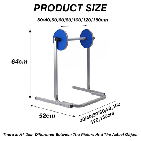 Rock Solid Vertical Bubble Wrap Dispenser Stand Fits Twelve To Sixty Inch Rolls Built Tough Galvanized Steel Roll Holder shown with size measurements.