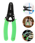Portable Wire Stripper Pliers With Soft Grips rapidly strips copper jacketing, featuring a green soft grip design and steel body.