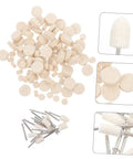 Wool Felt Polishing Wheel Set With Mandrel Handle, 120 Pcs Buffing Wheels For Rotary Tool, ideal for metal and automotive finishing.