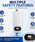 Compact Tankless Electric Water Heater Brings Straight Up Instant Hot Water On Demand Featuring A Slick Led Display and safety features