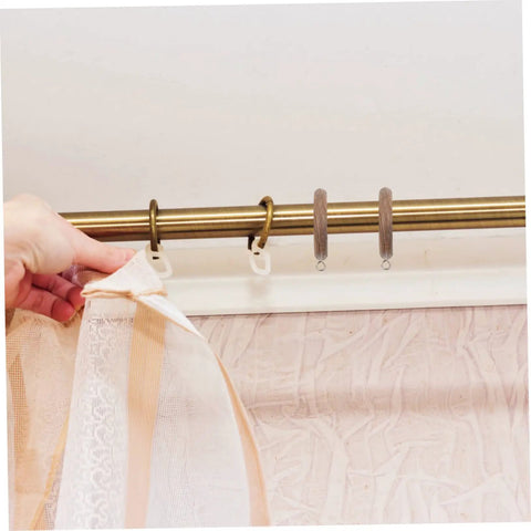 Two Pack Wooden Curtain Rings With Smooth Glide For Curtains, No Fuss Install For Home And Commercial Use, Walnut Finish on rod