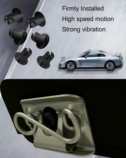Slick Aluminum Quarter Turn Fasteners With Oval Knobs, black aluminum latches for secure installation on high-speed vehicles.