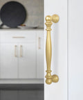 10 Pack 5 Inch Brushed Gold Cabinet Pulls Heavy Duty Zinc Alloy Drawer Handles For Kitchen Cupboards And Dressers Dang Solid Hardware on white cabinet.