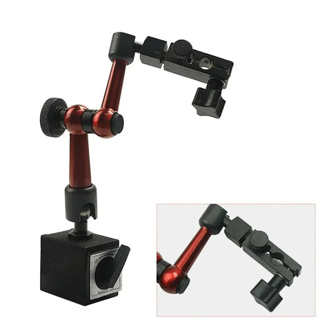 Dial Indicator With Magnetic Stand Base And Bore Gauge Pro Grade Precision Tool For Machining And Inspection Mega Accurate Readouts Micrometer Style Indicator For Metrology And Quality Control, red arm and black clamp