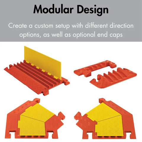 Modular 4 Channel Industrial Drive Over Cable Protector For One And A Quarter Inch Lines Heavy Duty Cable Ramp with 40K Axle Load