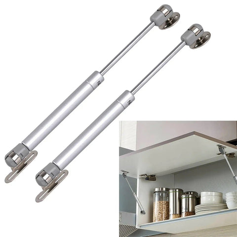 Two Pack 270mm Gas Spring Door Hinge For Cabinets And Wardrobes, 100N Soft Close Lift Support Rod, installed on kitchen cabinet door.