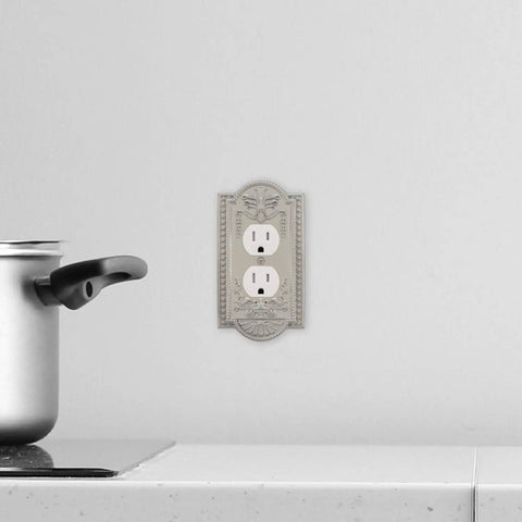 Meadows Greek Revival Light Switch Cover Plate And Wall Outlet Cover, Elegant Decorative Border, in kitchen setting
