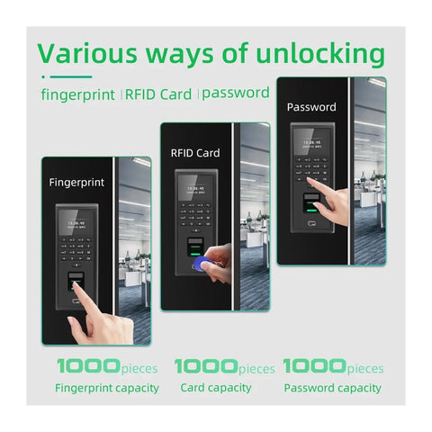 Top Shelf Fingerprint Time Clock With Keypad For Smart Door Access Control With Optical Reader Handling Wet Or Dry Fingers Quickly TCP IP Ready, fingerprint RFID password access panel, office use