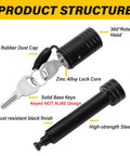 Heavy Duty Five Eighth Inch Hitch Lock Pin For Two Inch Receiver Tubes Fits Class III IV Trailer Hitches, Solid Steel With 360 Degree Rotating Head