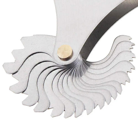60 Degree Thread Pitch Gauge Set In Stainless Steel For US Specification, Locking V Slot Measuring Tool With Blades, Covers 4, 4.5, 5, 5.5, 6 Pitch, Ideal For Metalworking Lathe Tools And Industrial Measurement