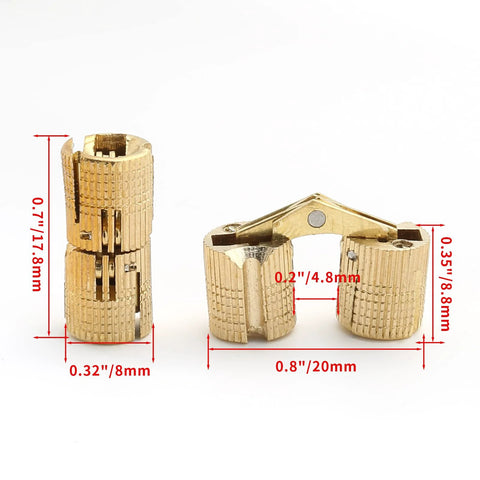 Invisible 8mm Brass Barrel Hinges For Jewelry Boxes And Cabinets Hidden Cylindrical Hinge With 180 Degree Opening