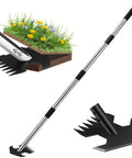 Rocket Shaped One Hand Garden Hoe For Weeding Adjustable 30 To 60 Inch Steel Handle Dual Use Hula Hoe with Sharp Edges and Teeth
