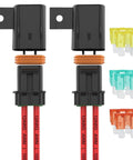 Kick Butt Heavy Duty 12 AWG Tinned Copper Wire Kit with Inline Fuse Holder Waterproof 12V Auto Marine connectors and fuses