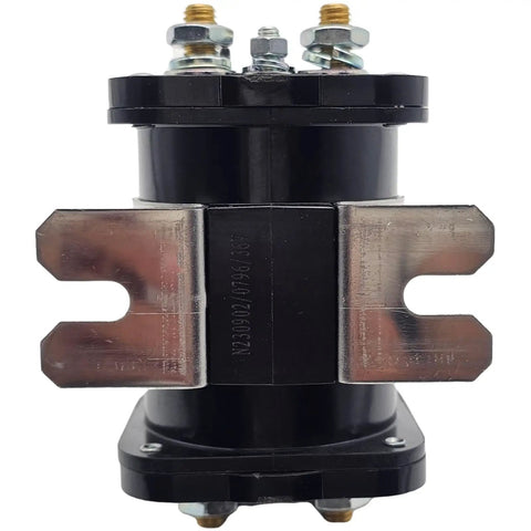 Contactor 586-317111 for EZGO Terminal Electric Golf Cart 36V 200A Replacement Relay, black and silver 4 terminal switch, front view
