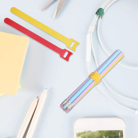Ditch The Cord Chaos And Snag These Ridiculous 100 Piece Reusable Nylon Cable Ties Color Coded Wire Organizers For Zero Stress Tech Setup And Clean Workspace Storage with red and yellow ties.