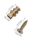 Cabinet Hinge Repair Kit 6x14mm For Kitchen Cupboards With 50 Sets And Rugged Metal Screws, 6x14mm screw sleeve and hinge repair screw with dimensions
