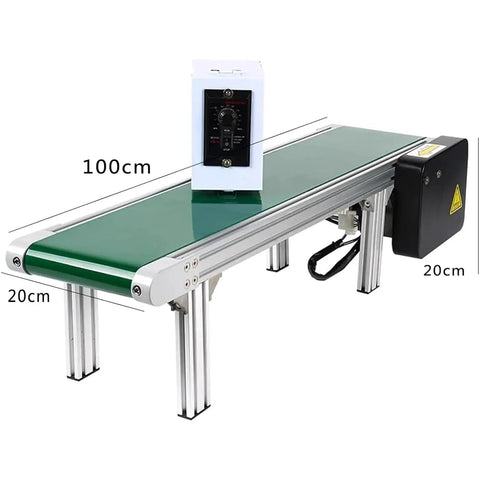 Compact Desktop Conveyor Belt With Adjustable Speed From 2m To 15m 100x20cm PVC Belt Mini Conveyor For Food Processing Sorting
