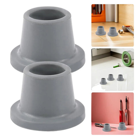 Close-up of Grippy Anti Slip Rubber Feet For Shower Chairs And Tub Transfer Benches In Wet Bathrooms, showcasing grey foot caps.