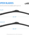 Straight Up Heavy Duty Silicone Windshield Wiper Blades 22 Plus 22 Inch Replacement Kit For Ford F150 Chevy Suburban J Hook Arm shown with measurements.